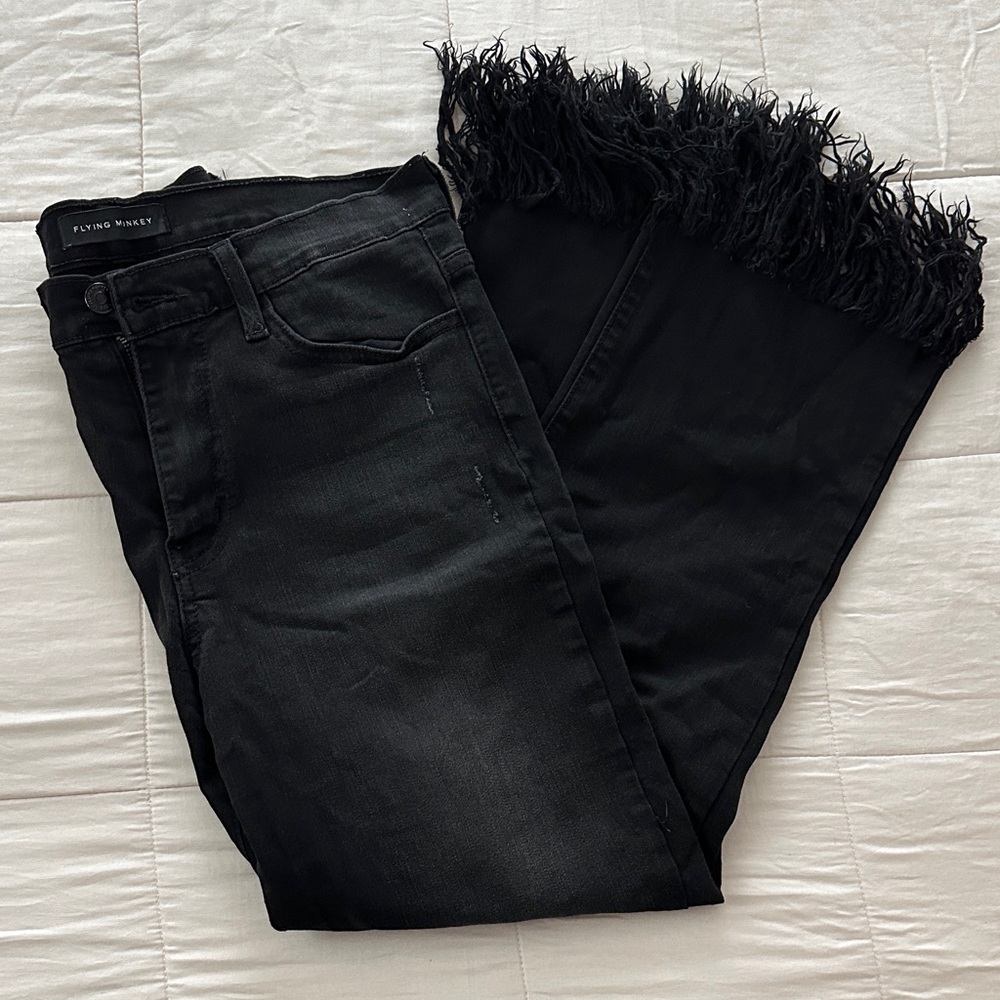 Flying Monkey Black Denim with Fringe